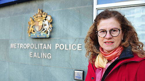 Cllr Connie Hersch at Acton Police Station