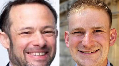 Lib Dem Cllrs Gary Malcolm and Adam Keenan.