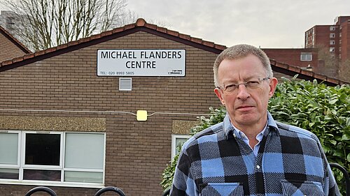 Cllr Andrew Steed outside the Michael Flanders Centre in Acton