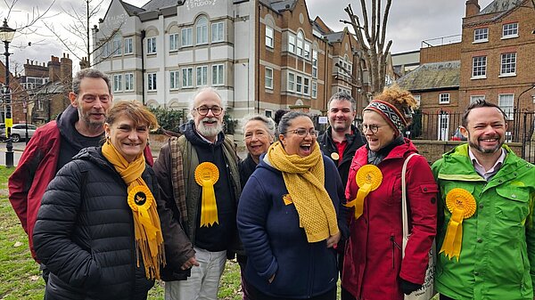 Ealing Lib Dem team with Hina Bokhari AM