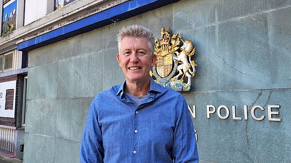 Jonathan outside Ealing Police station